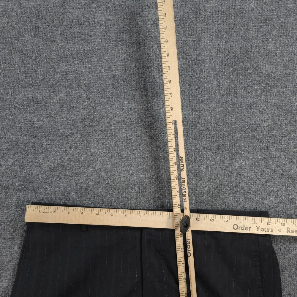 Isaia Pants Mens 34x37 Black Pinstripe Base Sanita Unhemmed Dress Slacks Italy